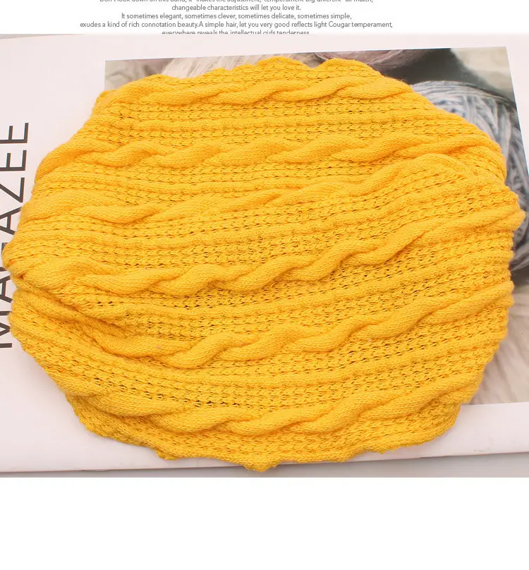 Women Knitted Elastic Headscarf Autumn Winter Beige — feature 19