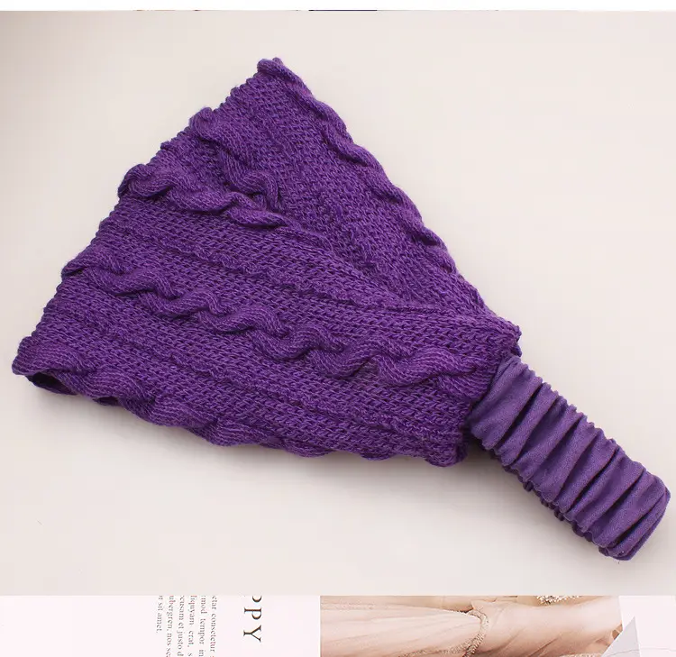 Women Knitted Elastic Headscarf Autumn Winter Beige — feature 9