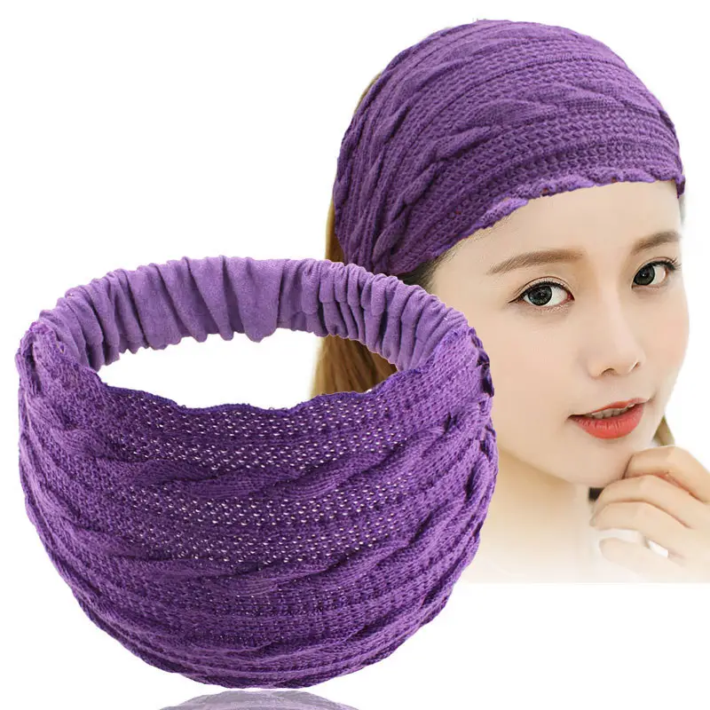 Women Knitted Elastic Headscarf Autumn Winter Beige - Image 4