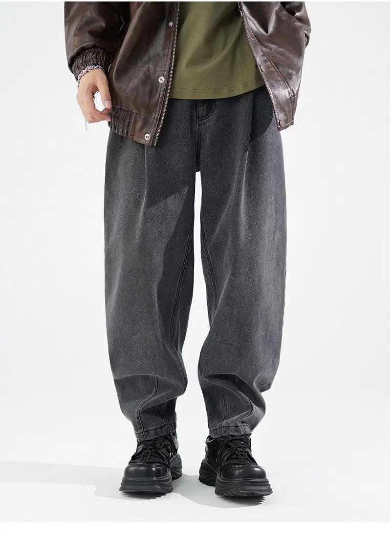 Men's Wide Leg Blue Denim Pants Harlan Style — feature 10