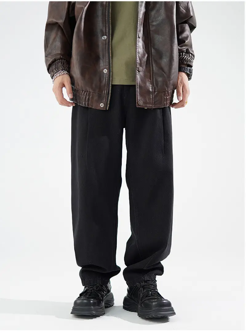 Men's Wide Leg Blue Denim Pants Harlan Style — feature 11