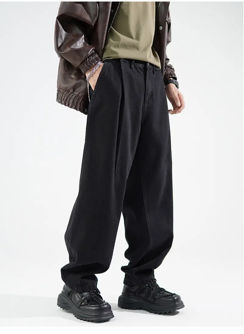 Men's Wide Leg Blue Denim Pants Harlan Style — feature 12