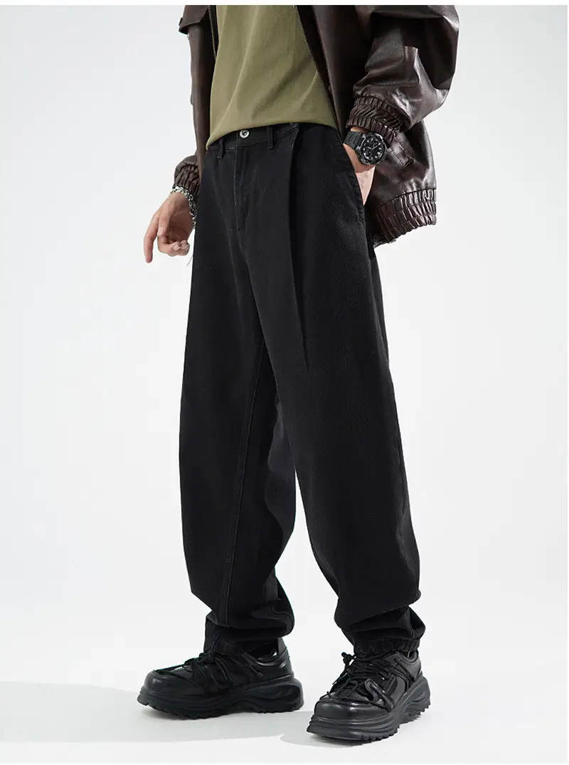 Men's Wide Leg Blue Denim Pants Harlan Style — feature 13
