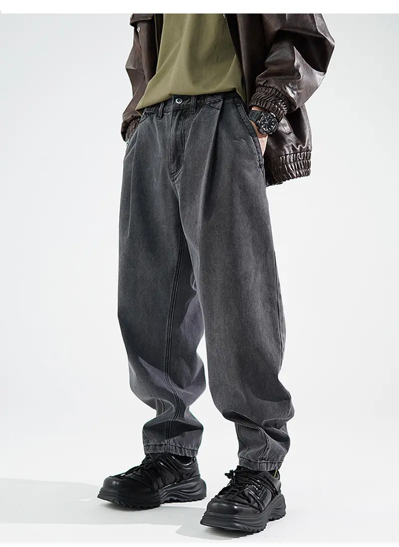 Men's Wide Leg Blue Denim Pants Harlan Style — feature 2