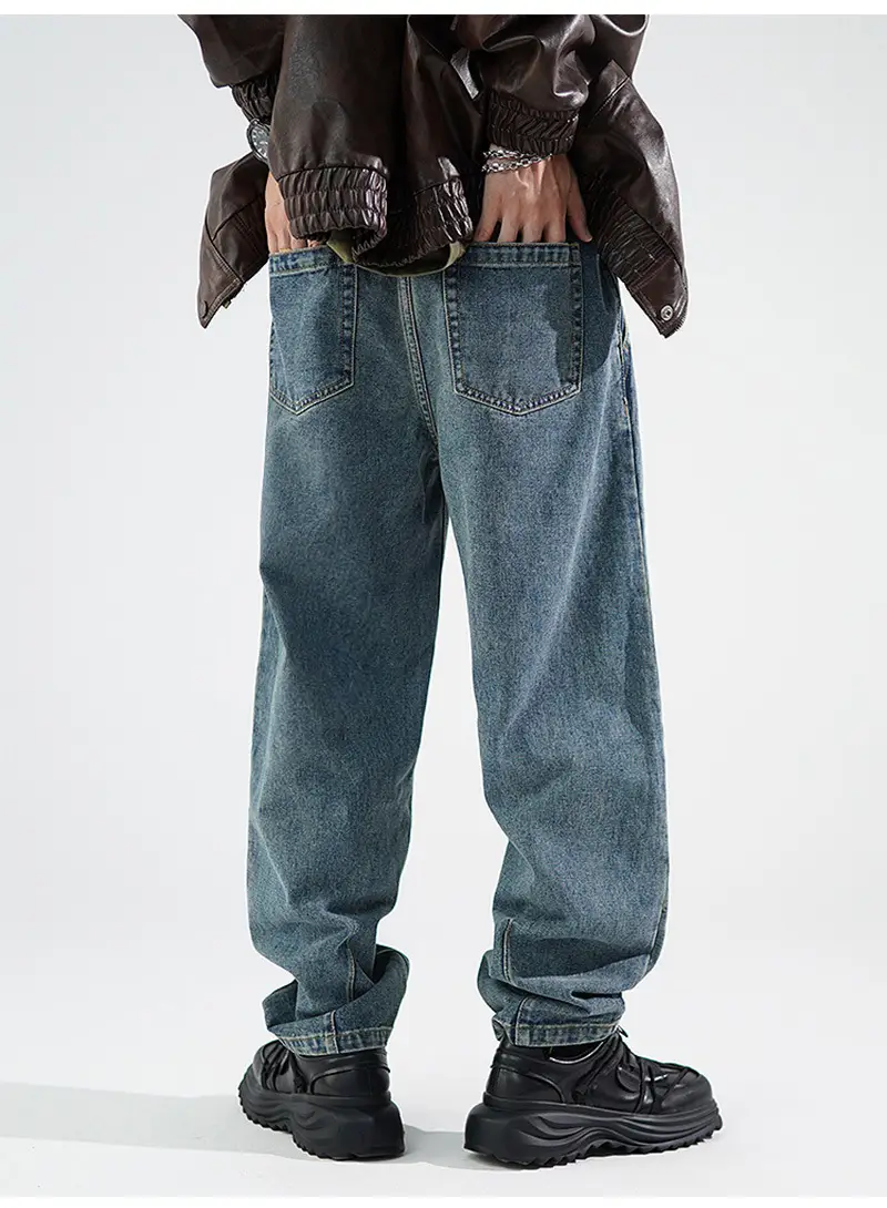 Men's Wide Leg Blue Denim Pants Harlan Style — feature 20