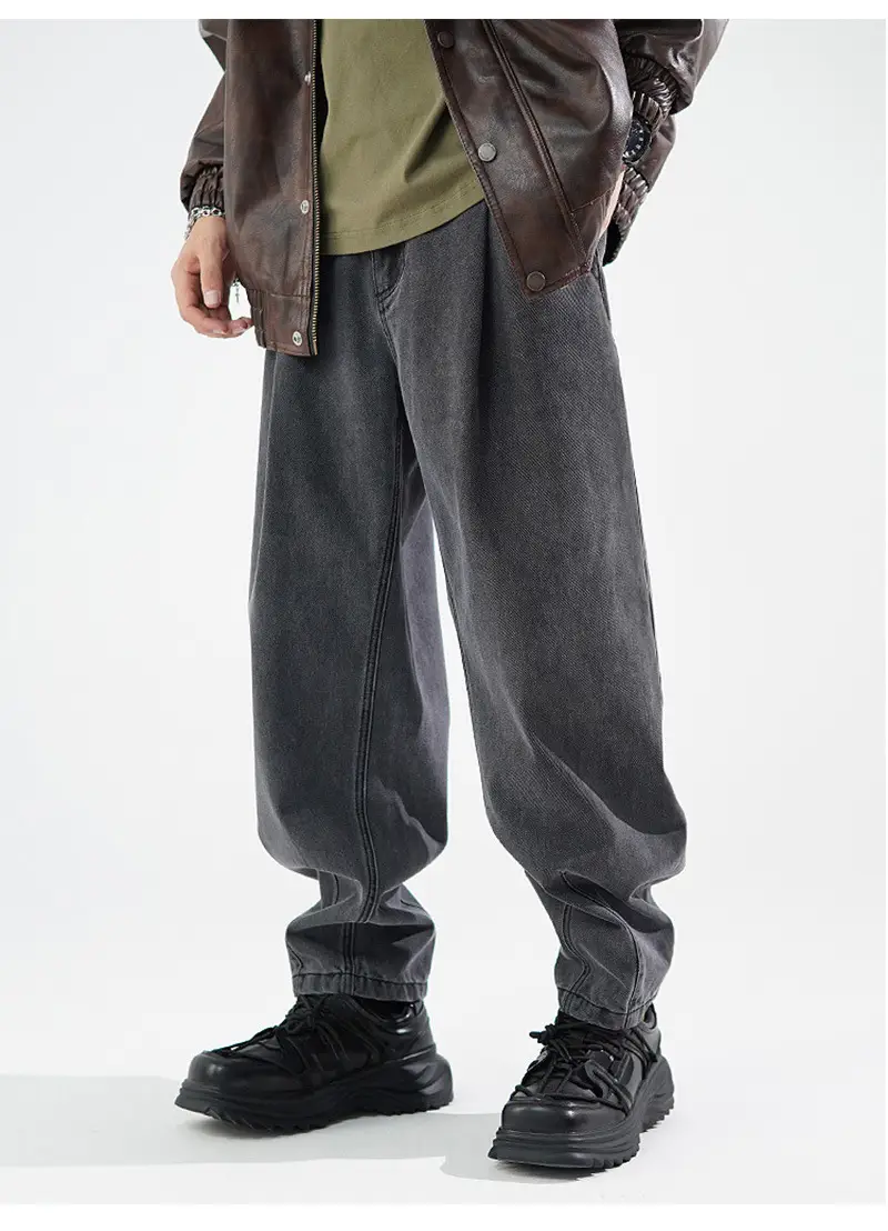 Men's Wide Leg Blue Denim Pants Harlan Style — feature 4