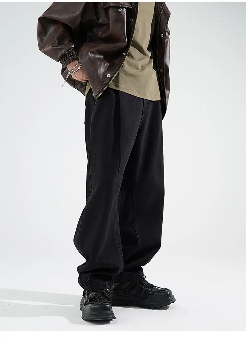 Men's Wide Leg Blue Denim Pants Harlan Style — feature 5