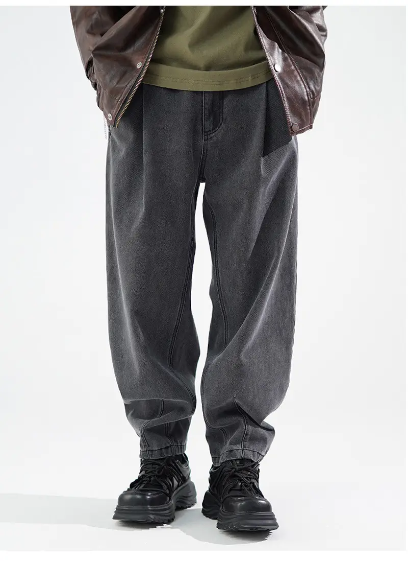 Men's Wide Leg Blue Denim Pants Harlan Style — feature 7