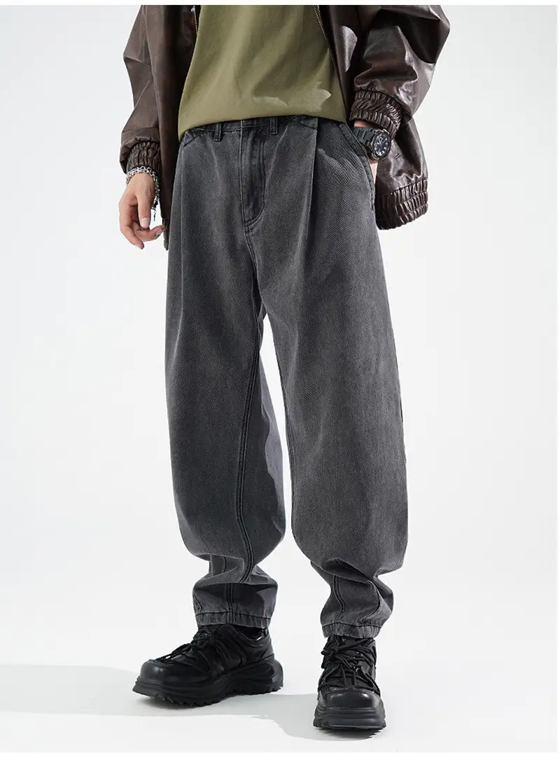 Men's Wide Leg Blue Denim Pants Harlan Style — feature 8