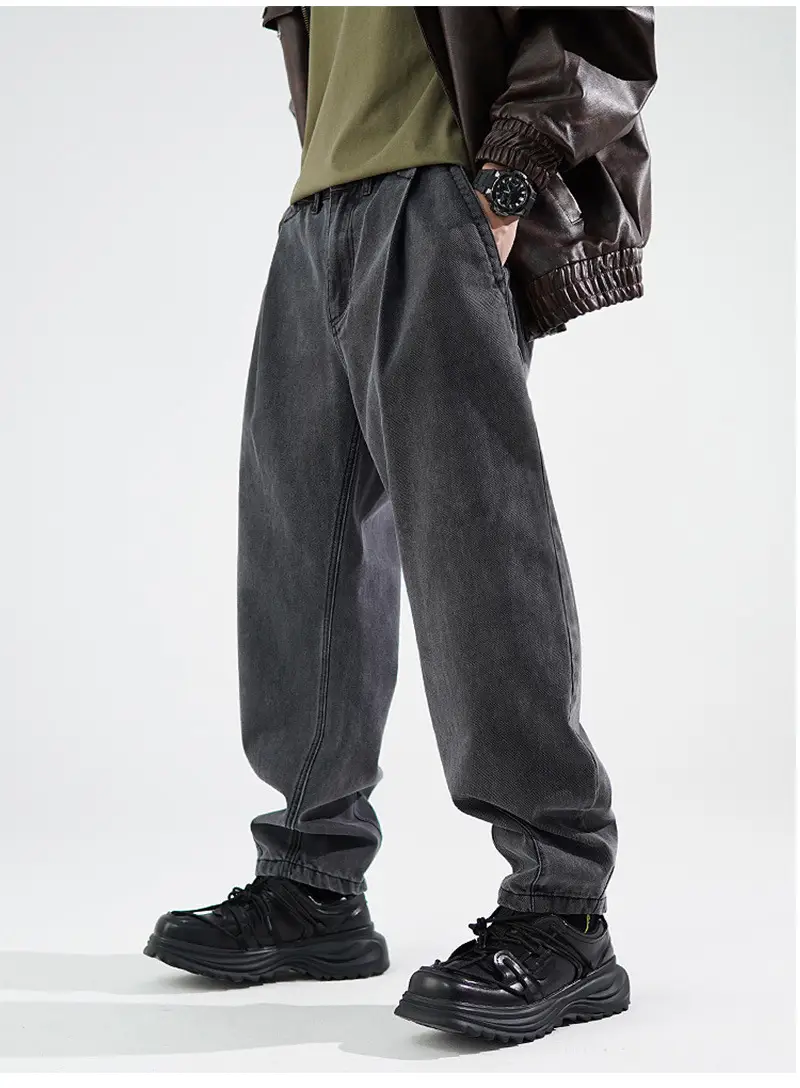Men's Wide Leg Blue Denim Pants Harlan Style — feature 9