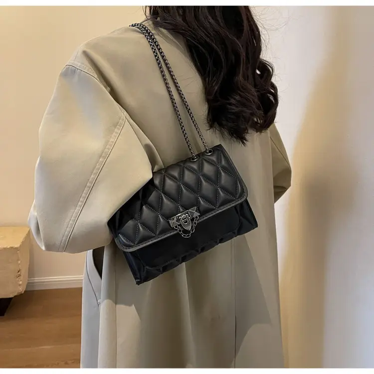 Pink Quilted Chain Messenger Bag for Women — feature 12