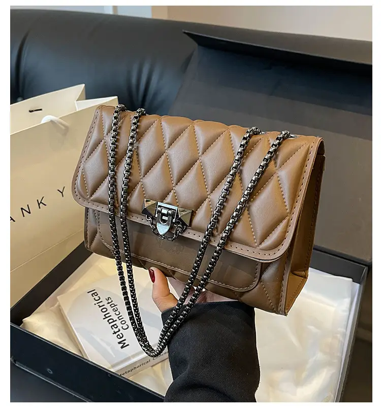 Pink Quilted Chain Messenger Bag for Women — feature 2