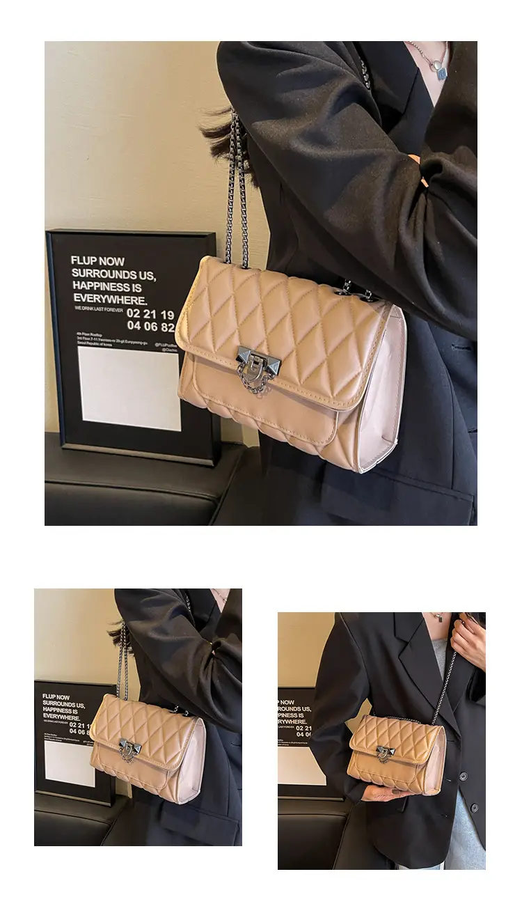 Pink Quilted Chain Messenger Bag for Women — feature 20