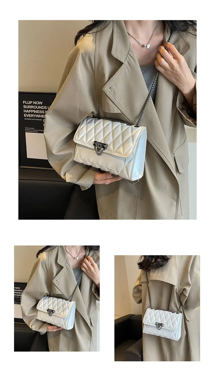 Pink Quilted Chain Messenger Bag for Women — feature 21