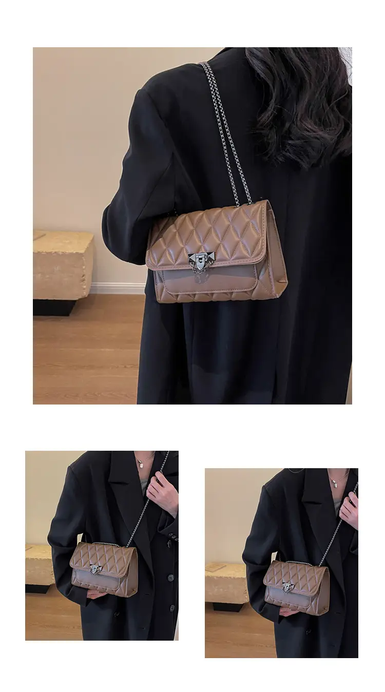 Pink Quilted Chain Messenger Bag for Women — feature 23