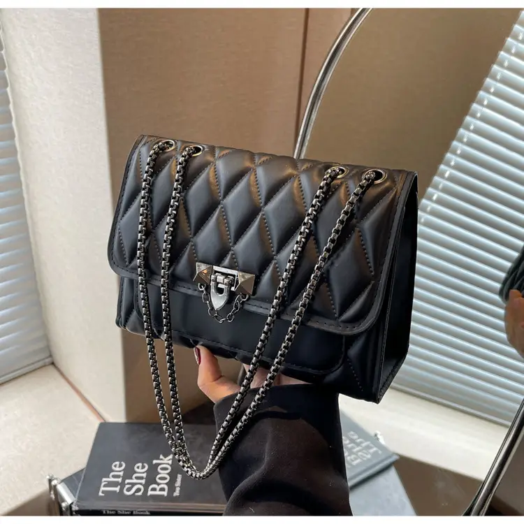 Pink Quilted Chain Messenger Bag for Women — feature 25