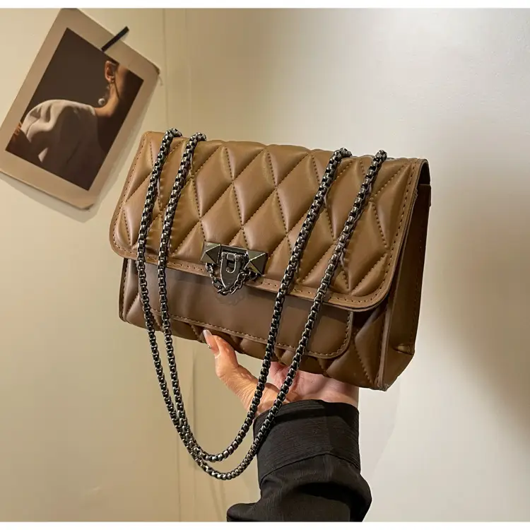 Pink Quilted Chain Messenger Bag for Women — feature 26
