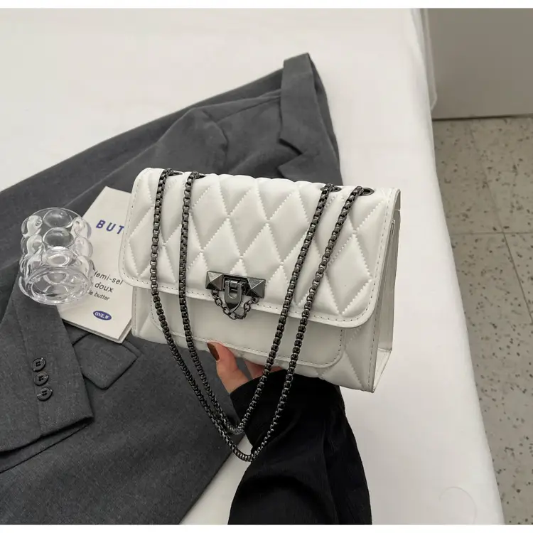 Pink Quilted Chain Messenger Bag for Women — feature 28