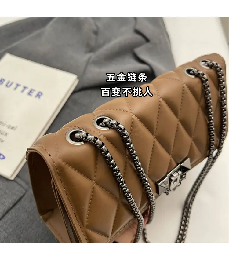 Pink Quilted Chain Messenger Bag for Women — feature 4