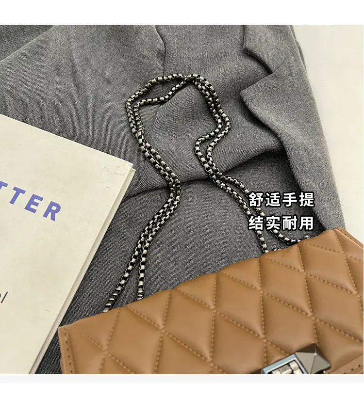 Pink Quilted Chain Messenger Bag for Women — feature 6