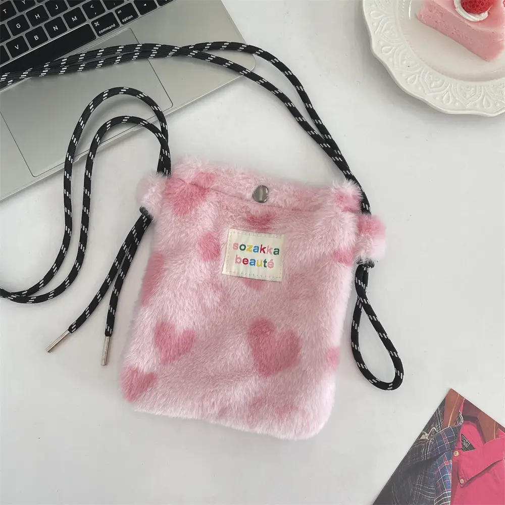Plush Rainbow Polka Dot Shoulder Messenger Bag - Image 17