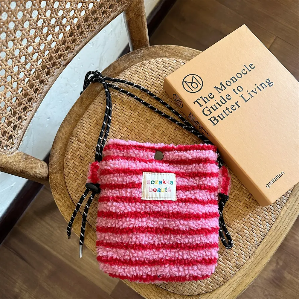 Plush Rainbow Polka Dot Shoulder Messenger Bag - Image 3