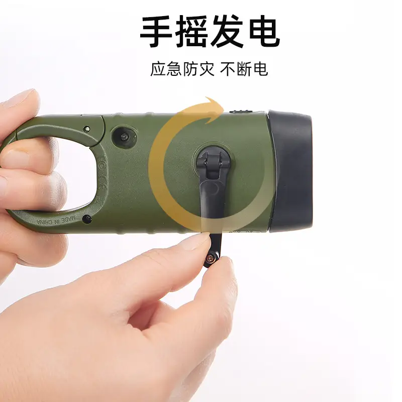 Solar Hand Crankled Camping Flashlight Green - Image 3