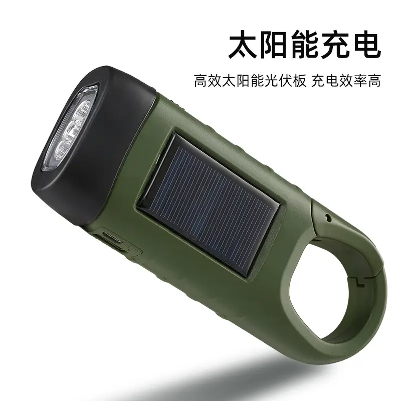 Solar Hand Crankled Camping Flashlight Green - Image 4