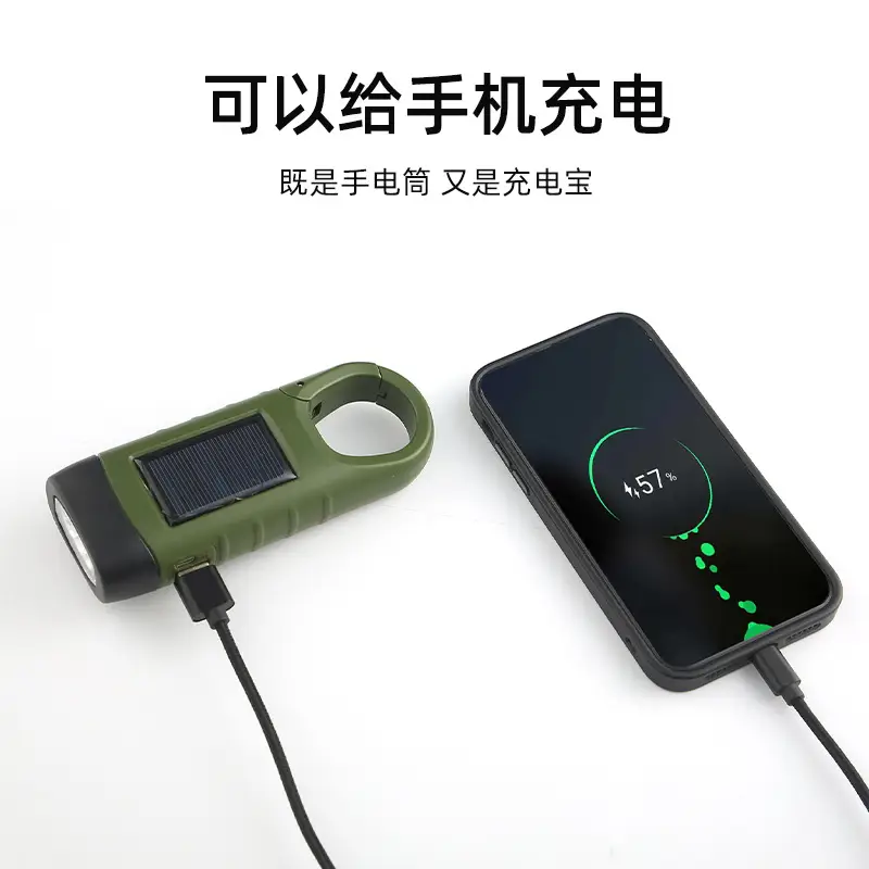 Solar Hand Crankled Camping Flashlight Green - Image 5