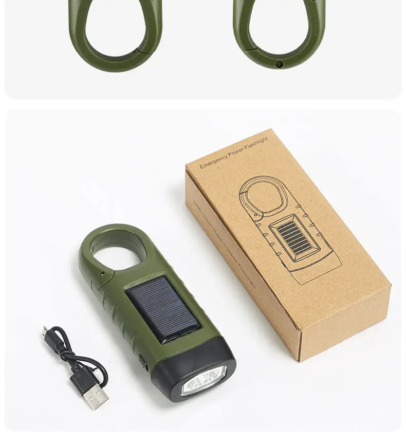 Solar Hand Crankled Camping Flashlight Green — feature 12
