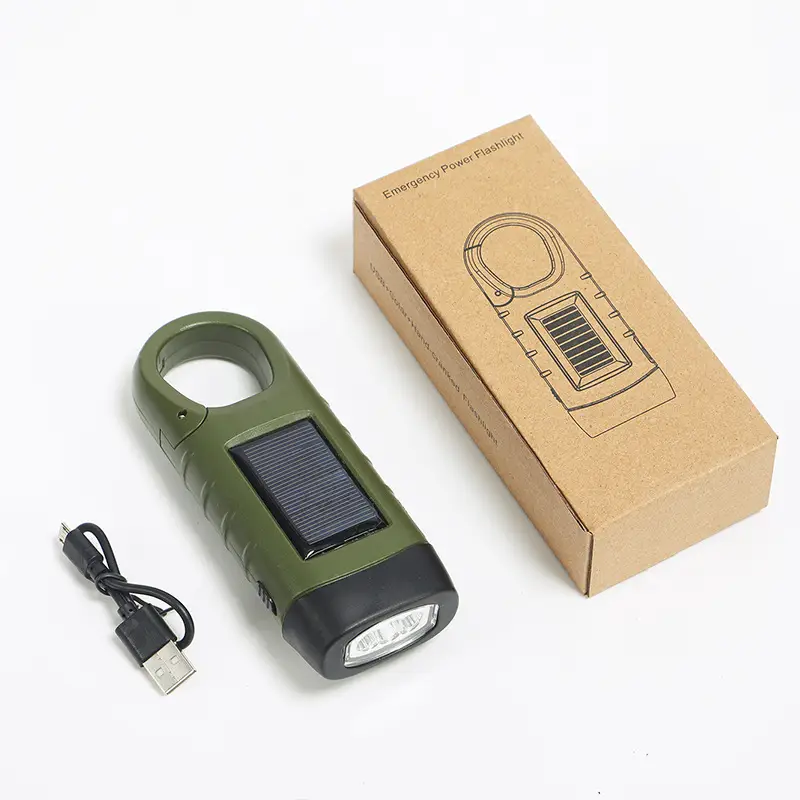Solar Hand Crankled Camping Flashlight Green