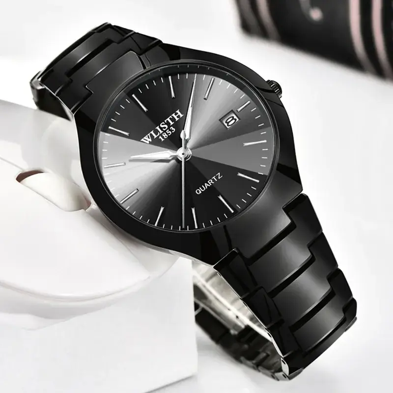 Classic Black Men's Quartz Watch with Day/Date Display - Image 5