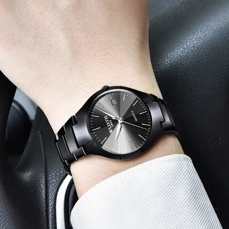 Classic Black Men's Quartz Watch with Day/Date Display - Image 6