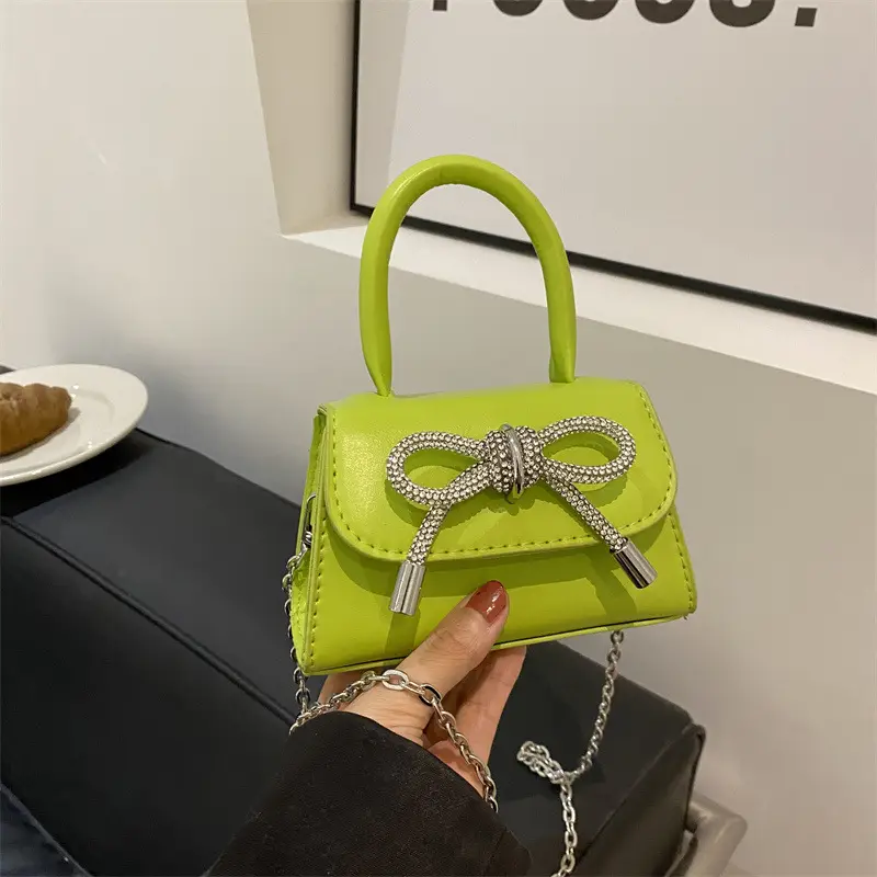 Candy Brown Bow Knot Patent Leather Shoulder Bag - Image 6