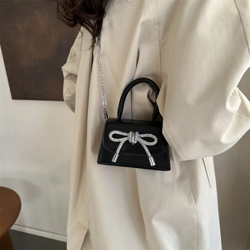 Candy Brown Bow Knot Patent Leather Shoulder Bag - Image 7