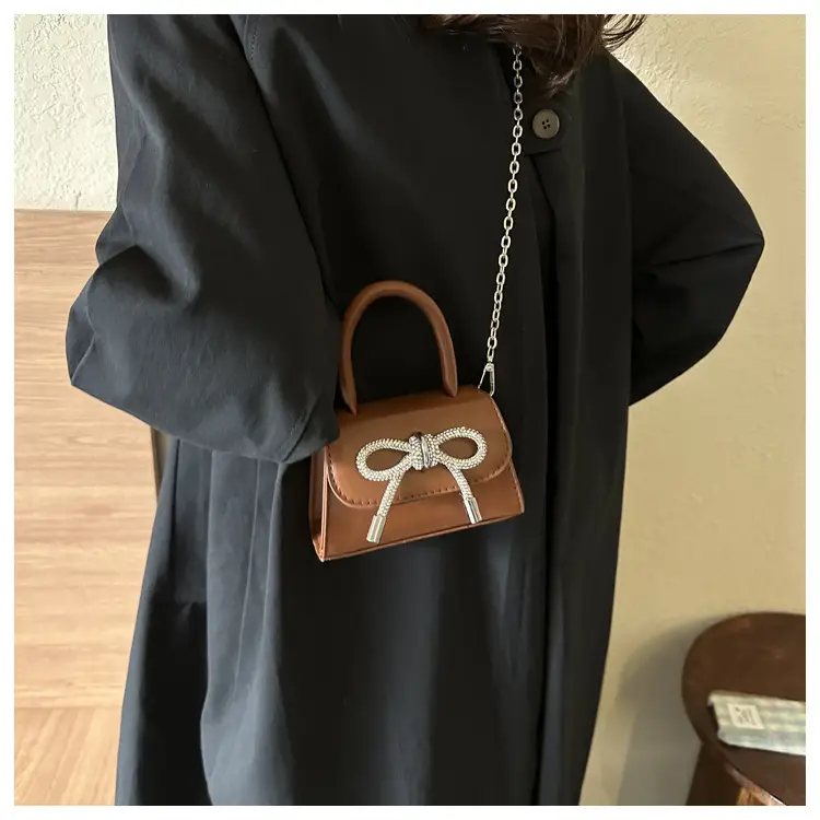 Candy Brown Bow Knot Patent Leather Shoulder Bag — feature 26