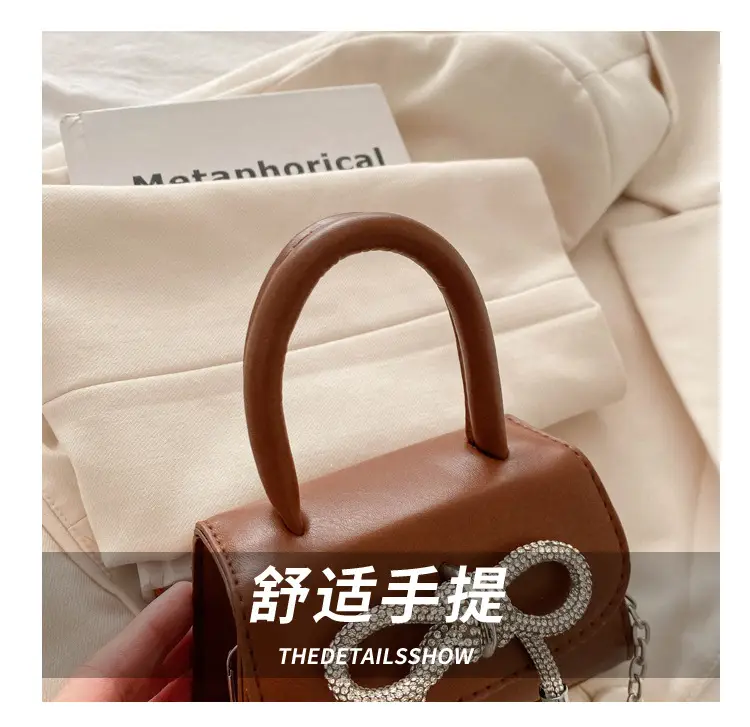 Candy Brown Bow Knot Patent Leather Shoulder Bag — feature 7