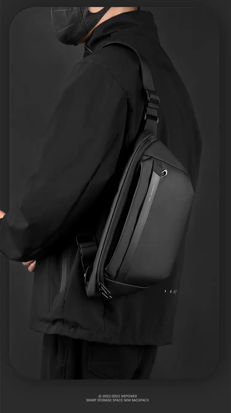 WEPOWER Men's Black Waist Messenger Bag Large Capacity Lightweight Sports Bag — feature 12