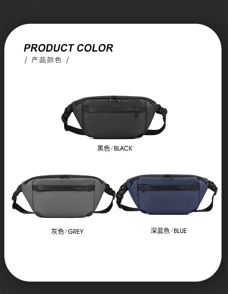 WEPOWER Men's Black Waist Messenger Bag Large Capacity Lightweight Sports Bag — feature 14