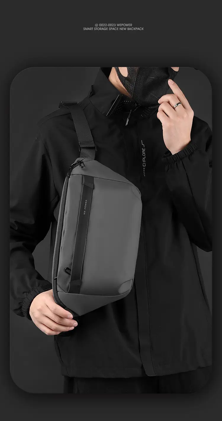 WEPOWER Men's Black Waist Messenger Bag Large Capacity Lightweight Sports Bag — feature 16