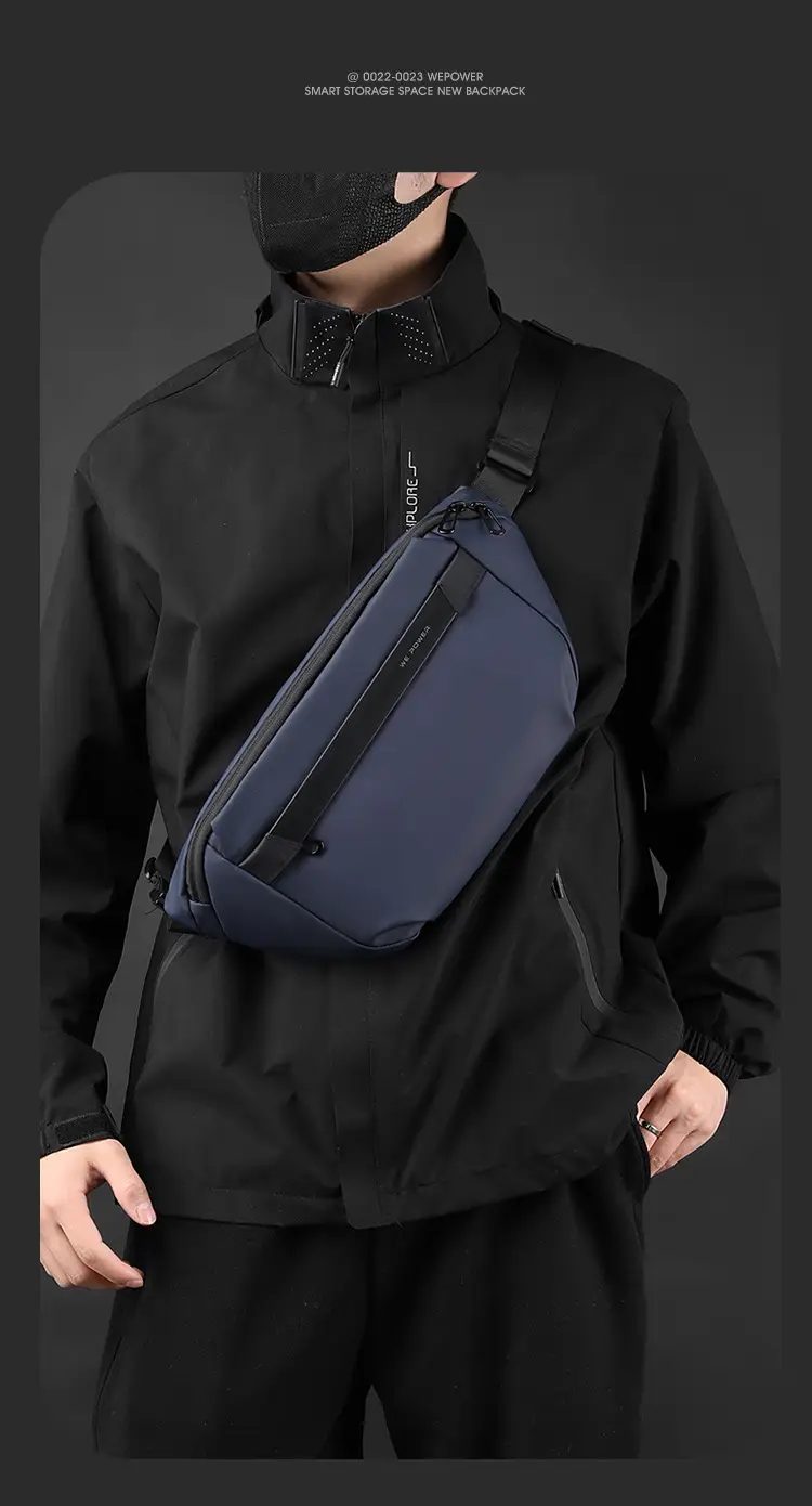 WEPOWER Men's Black Waist Messenger Bag Large Capacity Lightweight Sports Bag — feature 18