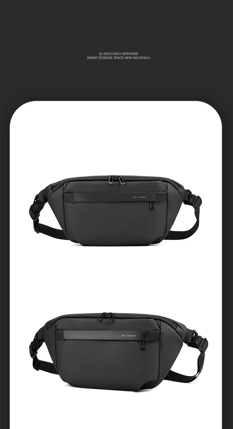 WEPOWER Men's Black Waist Messenger Bag Large Capacity Lightweight Sports Bag — feature 19