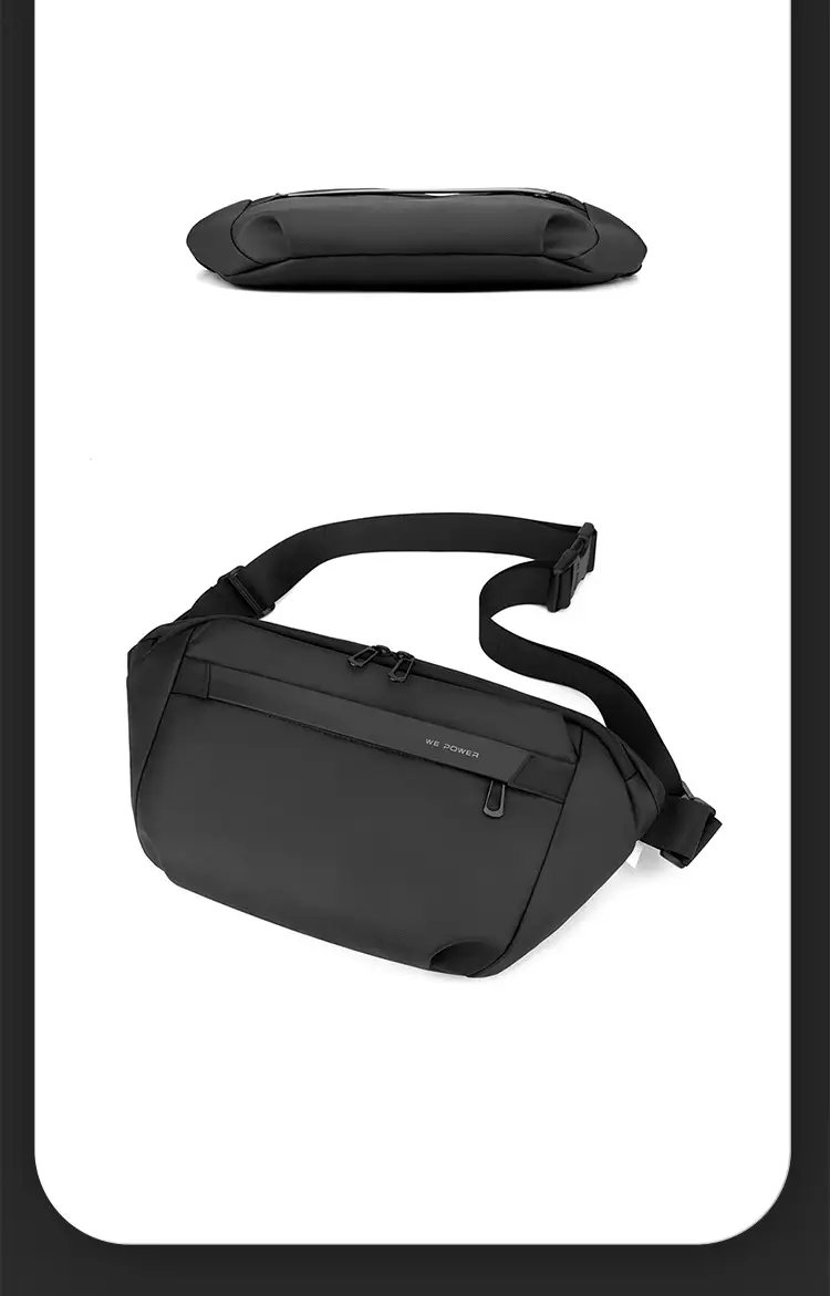 WEPOWER Men's Black Waist Messenger Bag Large Capacity Lightweight Sports Bag — feature 21