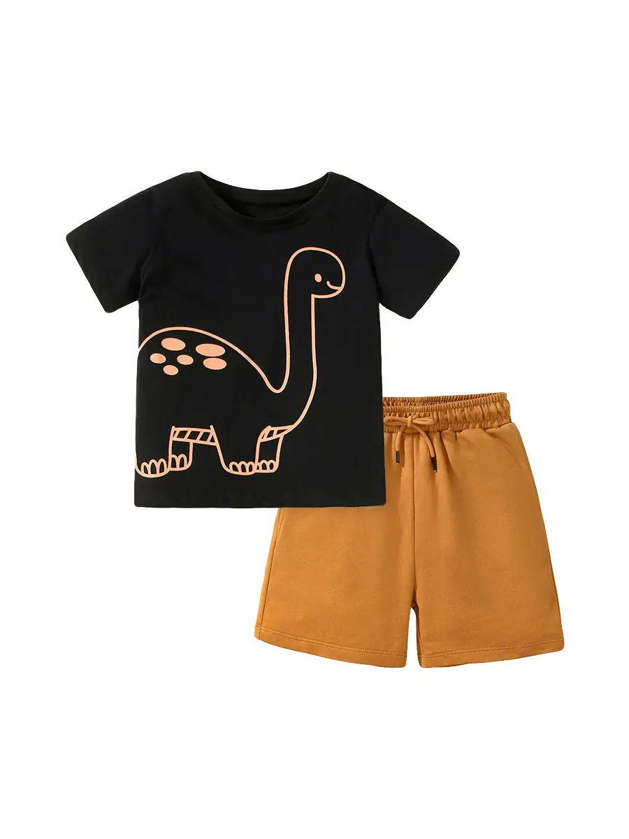 Little Maven Summer Suit Brown Cotton Two-Piece - Image 7