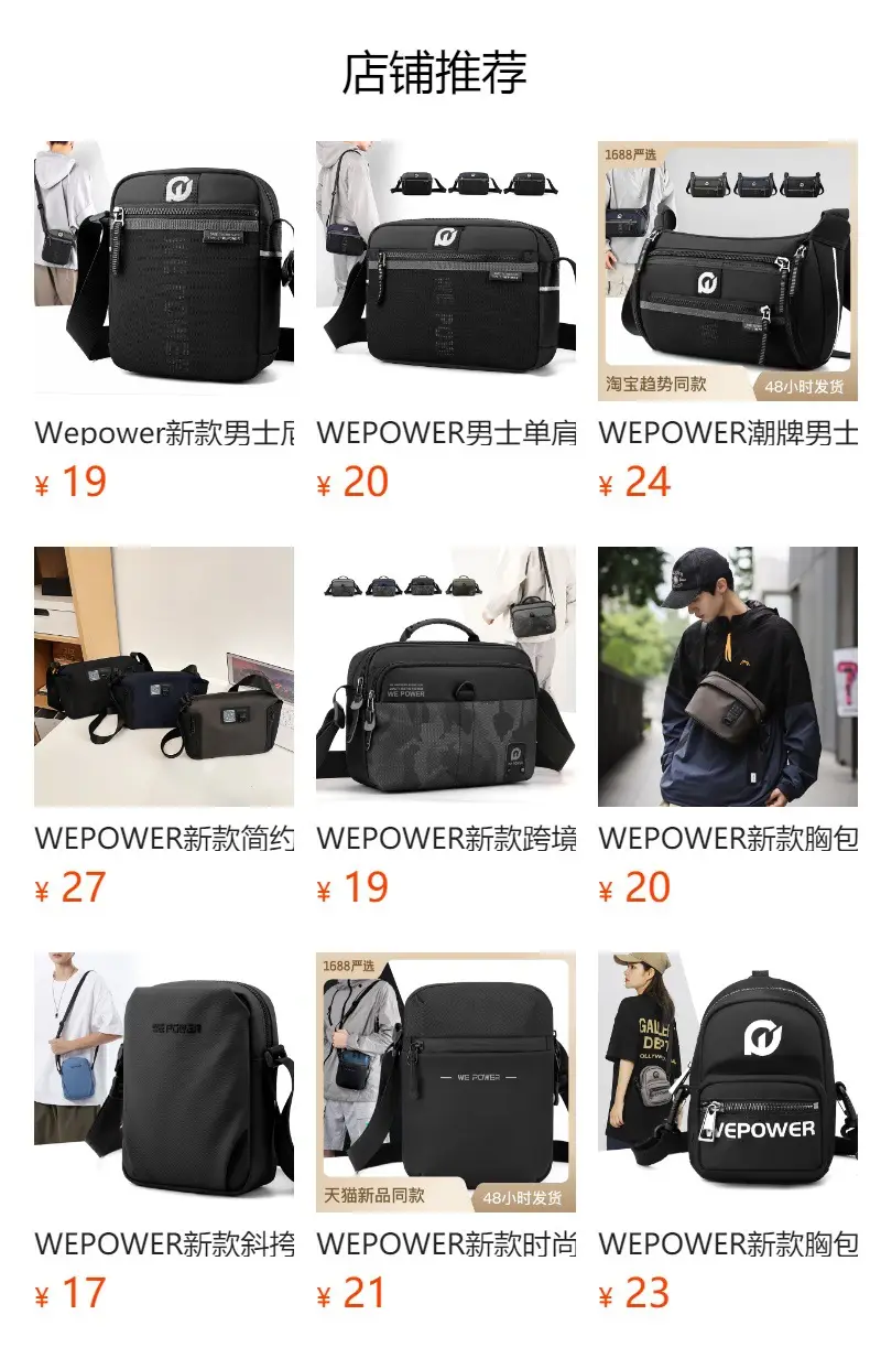 Men's Black Crossbody Shoulder Bag with Zip — feature 1