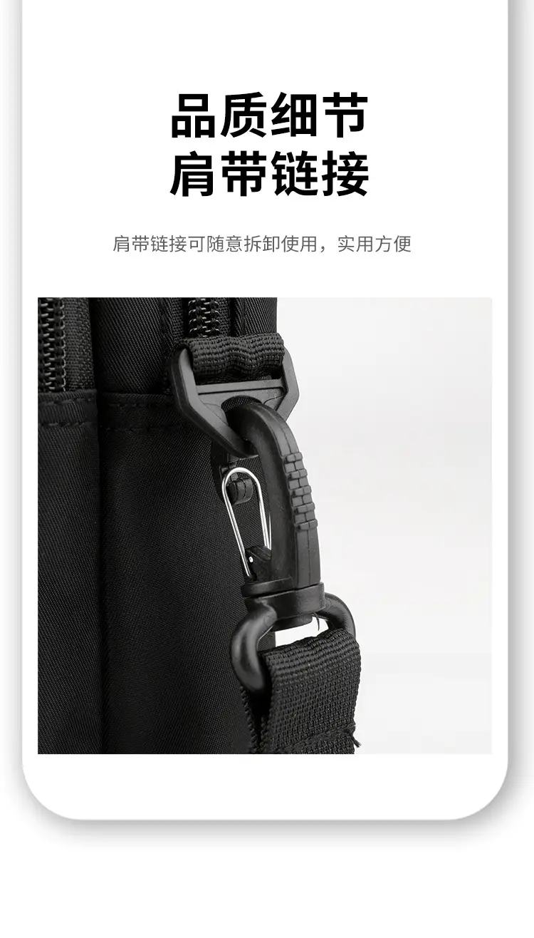 Men's Black Crossbody Shoulder Bag with Zip — feature 12