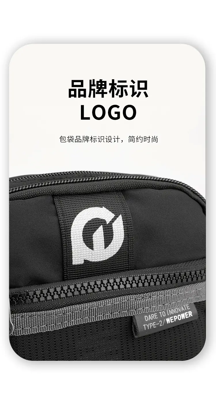 Men's Black Crossbody Shoulder Bag with Zip — feature 14