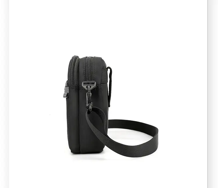 Men's Black Crossbody Shoulder Bag with Zip — feature 25