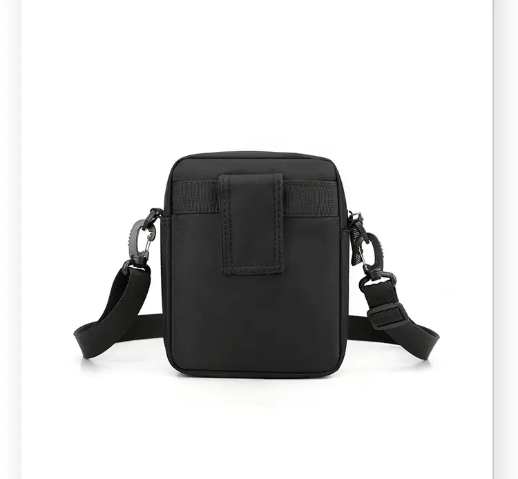 Men's Black Crossbody Shoulder Bag with Zip — feature 26
