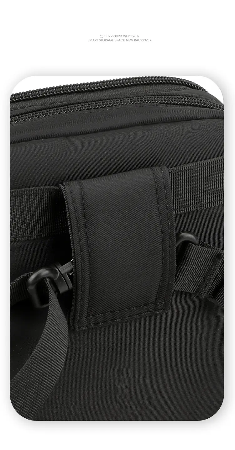 Men's Black Crossbody Shoulder Bag with Zip — feature 28